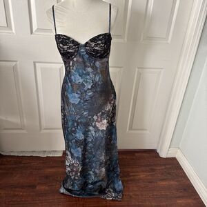 Y2K Lingerie Style Bustier Maxi Slip Dress Lace Floral Mermaid Fairy Grunge